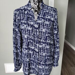 Long-Sleeve Button-Front Blouse S/P